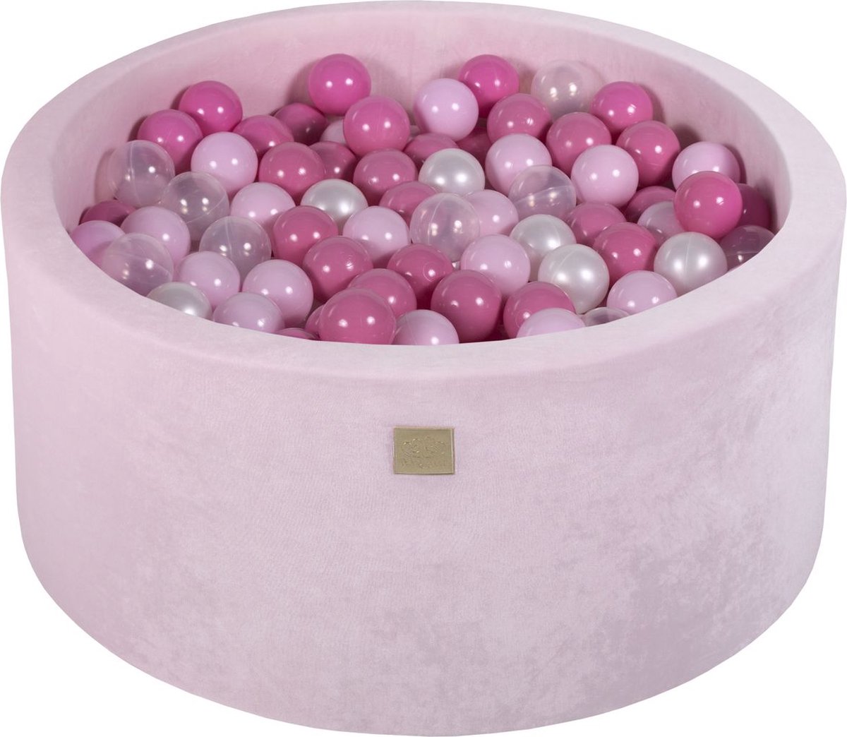 Ronde ballenbak VELVET 90x40 - Poeder Roze incl 300 ballen - Pastel Roze, Licht Roze, Transparant, Wit Pearl |  je.nl